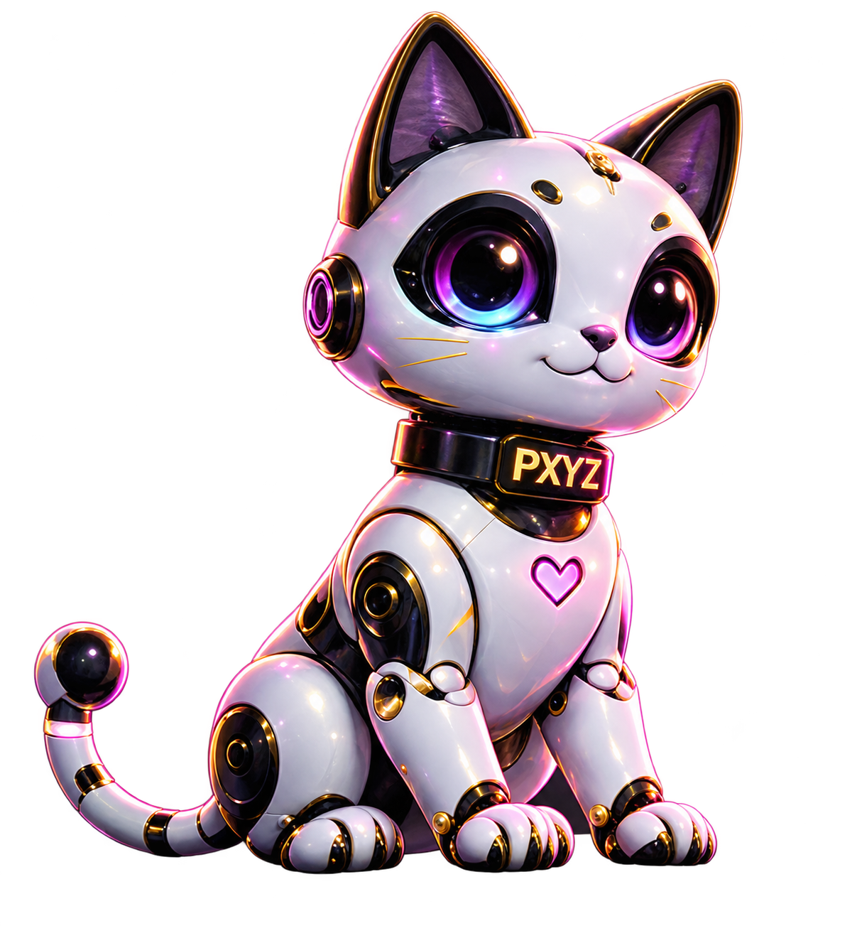 Zaya, mascota robótica de PXYZ, en blanco y negro